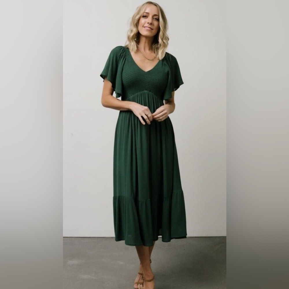 Baltic Borne Felicity Smocked Dress | Evergreen